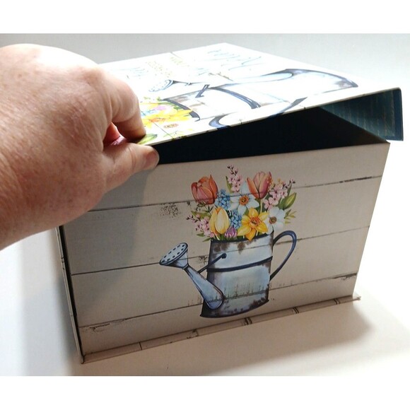 Decorative Gift Box Garden Rules Hook And Loop Closure Flowers Relax Cottage - Picture 6 of 11